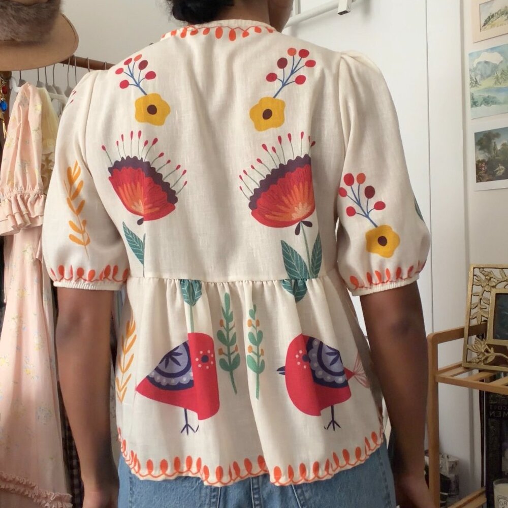 Linen Pattern Blouse - image 3